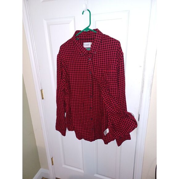 Goodfellow & Co Men's Flannel Shirt Size 2XL Soft Cotton Buffalo Red Button Up - Picture 5 of 9